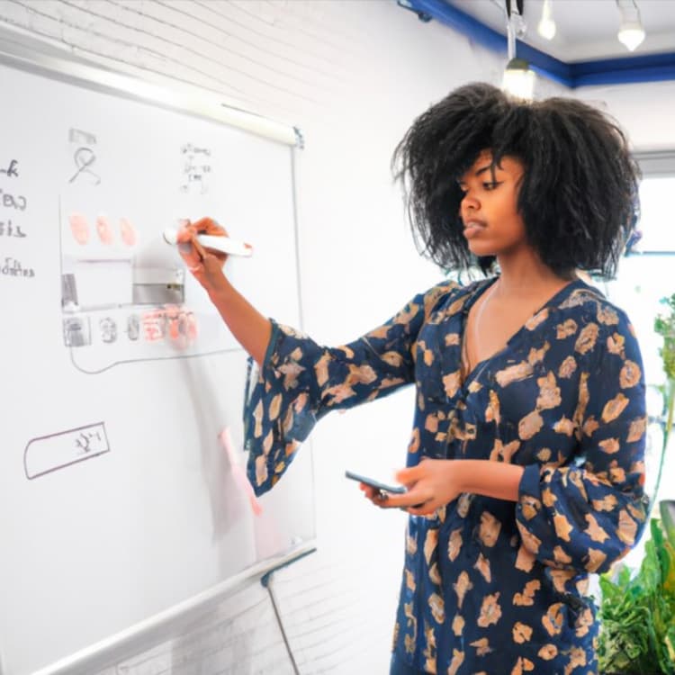 UX designerin on a whitebord