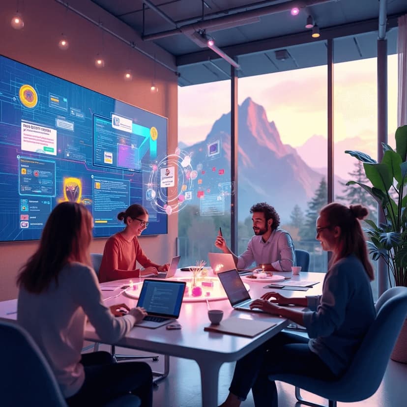 Sinnbild Meeting über no-Code Lösungen