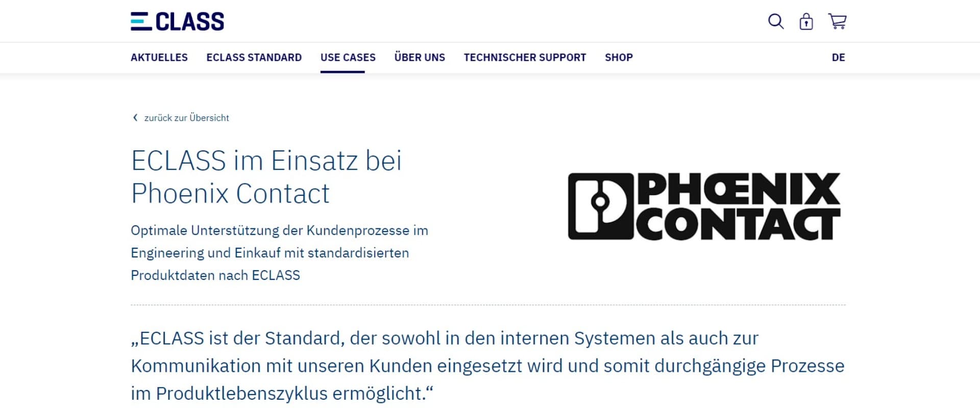 ECLASS Phoenix Contact Frontpage
