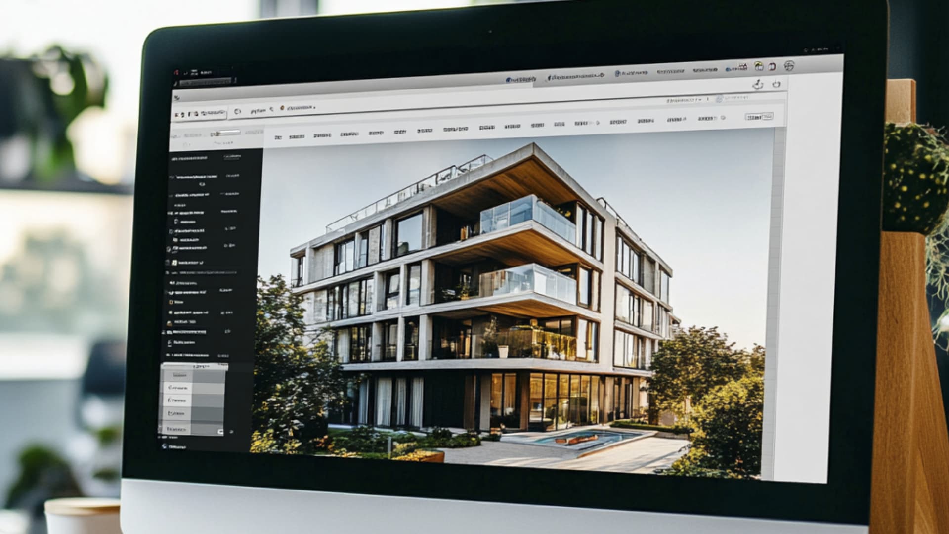 Bildschirm zeigt eine Website mit Immobilien
