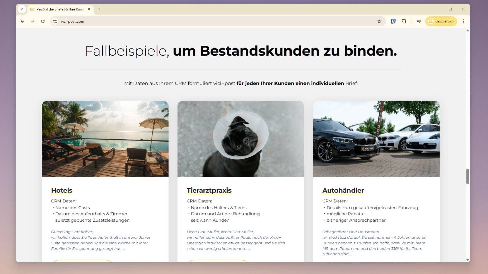 Screenshot of our Solution Page