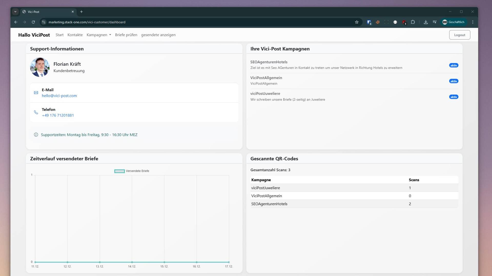 Screenshot of ViciPost Backend