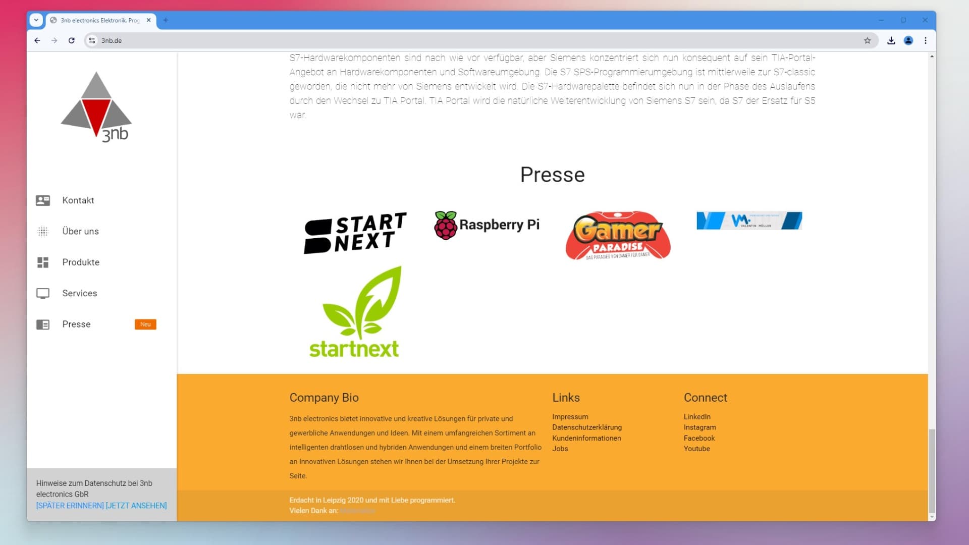 3nb electronics GbR Website - Partner-Seite