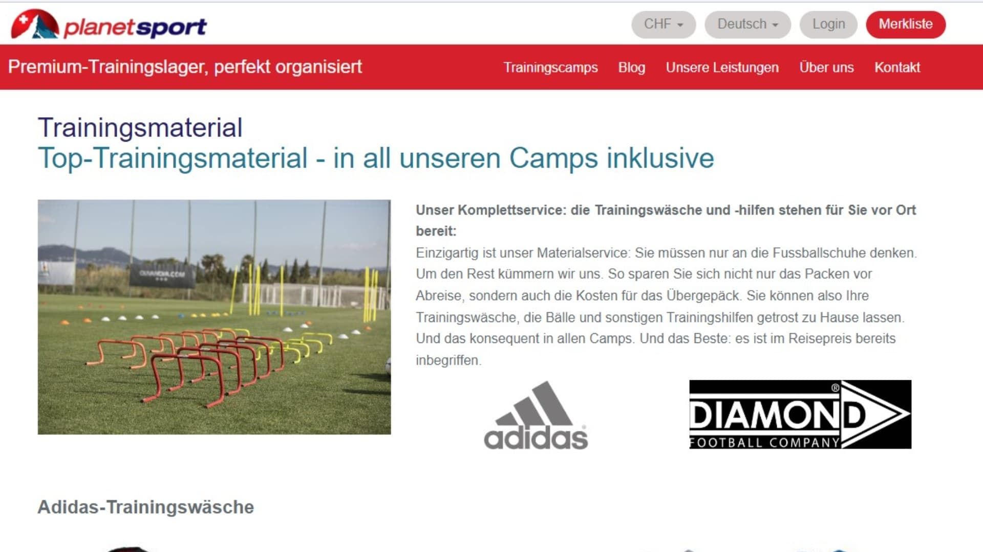 planetsport.ch Website - Leistungen