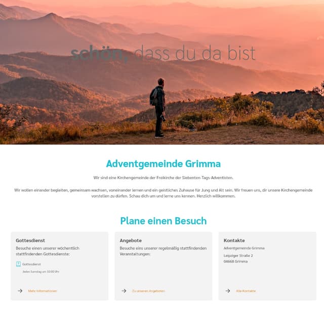Adventgemeinde Grimma Website Übersicht